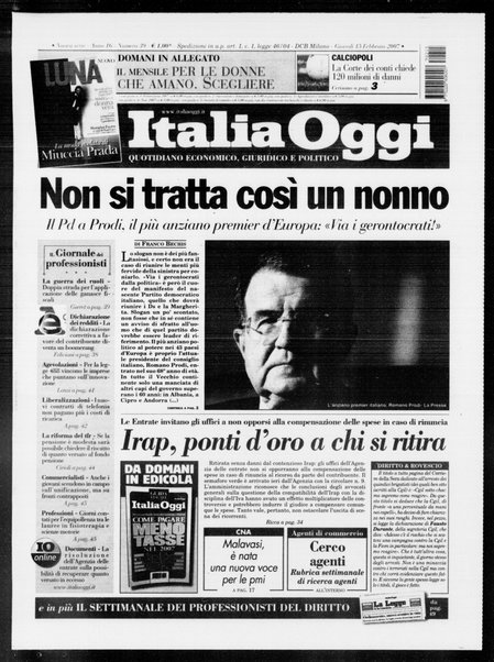 Italia oggi : quotidiano di economia finanza e politica